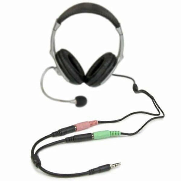 3,5 mm stereo lyd han til 2 hun headset mikrofon TRRS Y splitterkabeladapter mobil