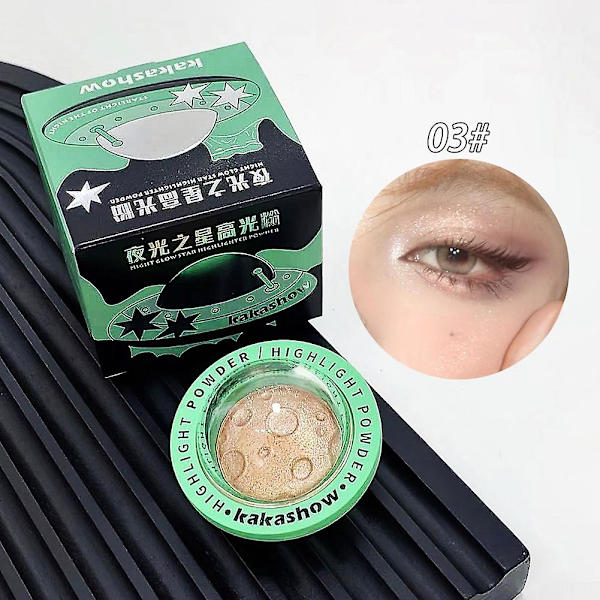 Makeup Highlighter Puder Høj Farvegengivelse Ansigtsmakeup Shimmer-Pudder til Kvinder A