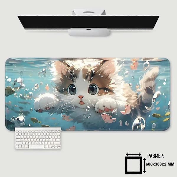 Musematte Katt, 60 X 30 Cm Kawaii Gaming Musematte, Dyretema Skrivebordsgummi Musematte For Bærbar PC, Datamaskin A