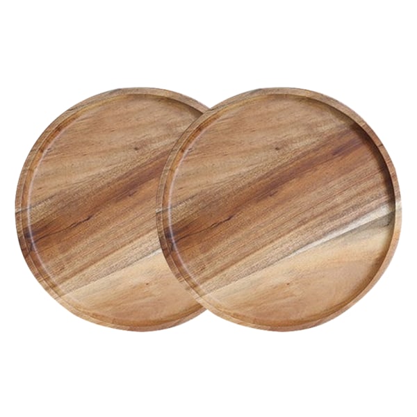 2 pakkaus akaasiapuusta valmistettuja lautasia, pyöreitä puulautasia, helppoa