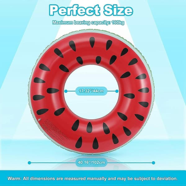 Uppblåsbar poolflotte, vattenmelonformad sommarpool simflotte ring floatie, vattenkul strandfest sommarsimflotte för barn vuxna A