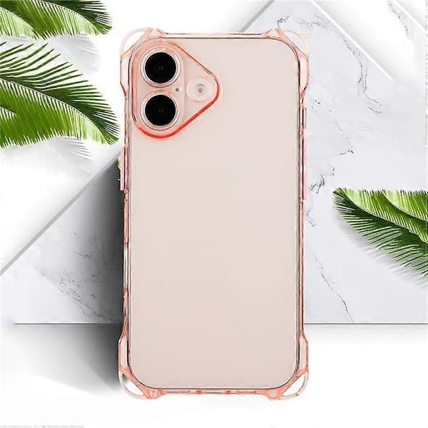 Kompatibel med iPhone 16 Plus TPU-deksel Fire hjørner fallsikkert bakdeksel Rosa