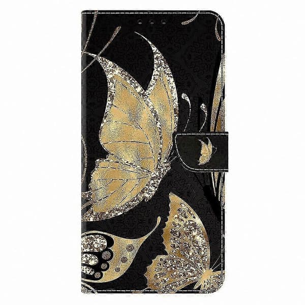 Magnetlås Läderplånboksfodral med 3D Blomdesign för Galaxy A36 5G - Silvermönster Telefonfodral Guldfjäril