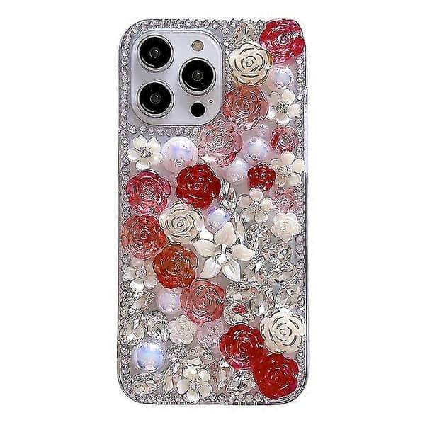 For iPhone 13 Pro 6.1 tommer deksel TPU+PC Roseblomst Støtdempende bakdeksel A