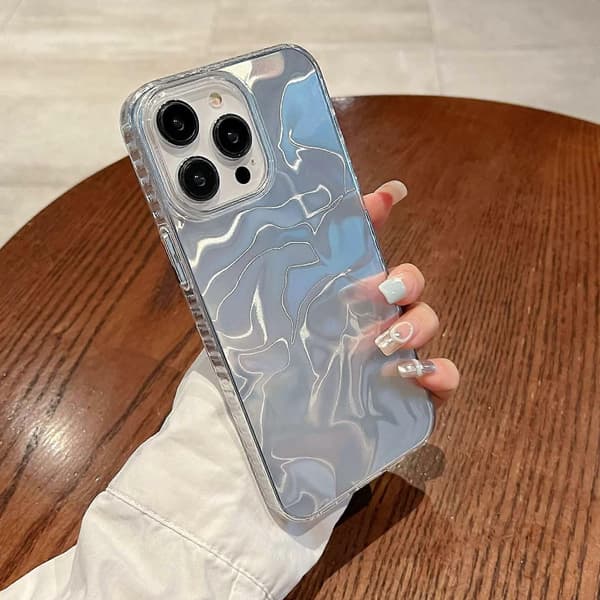 För iPhone 15 Pro Skal IMD Ripple Mönster Hård PC Stötsäkert Telefonfodral