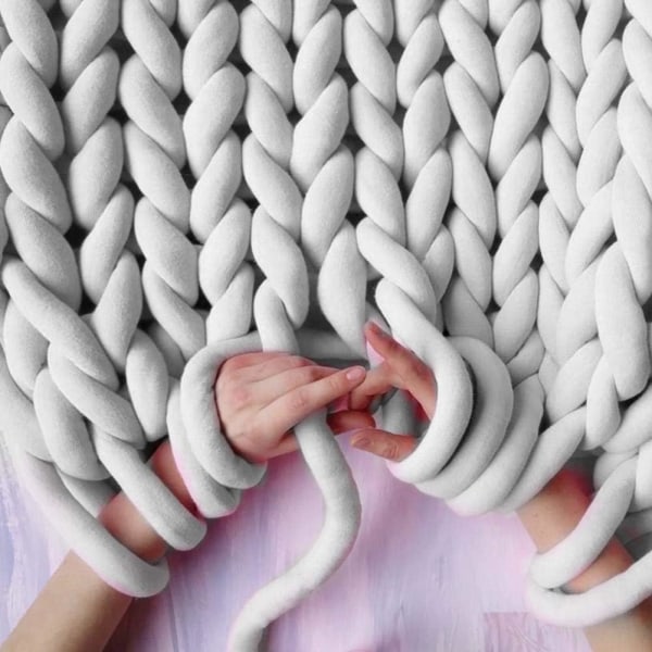 Chunky Yarn Core Blanket Line Super grobe Linie Strickwolle Roving Crochet DIY - Verschiedene Farben Hellgrau