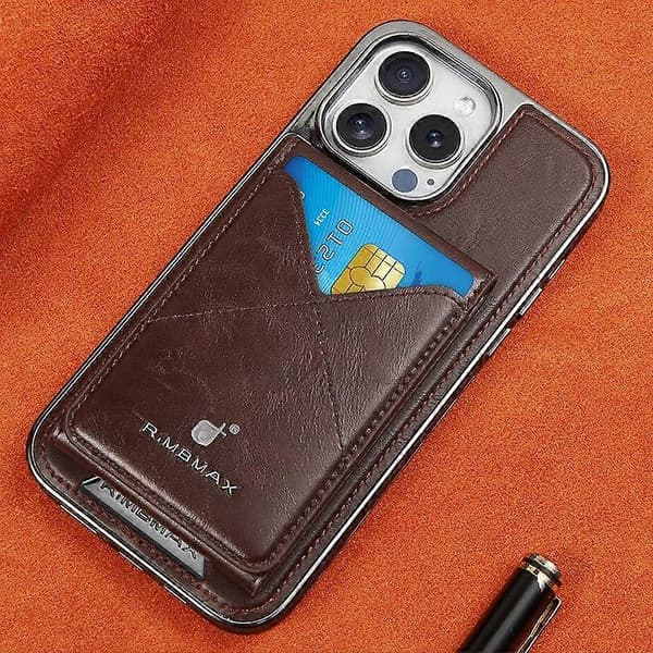 Etui til iPhone 13 Magnetisk Sammenfoldelig Kortholder Mokkabrun High-end Fuld Læder No6194