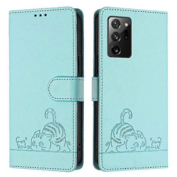 Etui til Samsung Galaxy Note 20 Kortholder Kickstand Pung Flip Cover Kat RFID Grøn