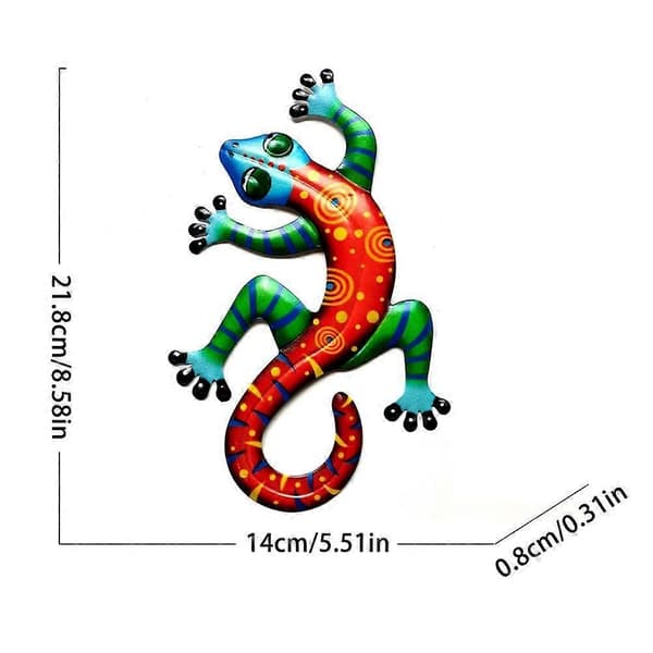 Gecko väggdekoration i järn - röd (21,8*14*0,8CM) A