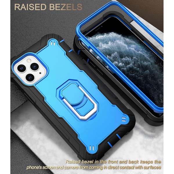 Til iPhone 11 Pro PC + gummi 3-lags støtsikkert beskyttelsesdeksel med roterende holder