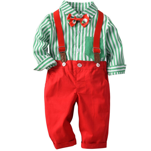 Baby Boy Clothes Småbarnsantrekk Sløyfe med striper for gutter S