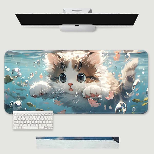 Musematte Katt, 60 X 30 Cm Kawaii Gaming Musematte, Dyretema Skrivebordsgummi Musematte For Bærbar PC, Datamaskin A