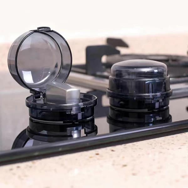 Barnsäkra spisknoppskydd (5-pack), plastskydd för gas- och elspisar A