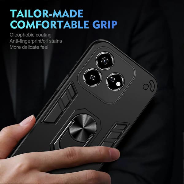 For ZTE Axon 60 Lite Deksel PC+TPU Drop Defend Telefondeksel med Ringstativ