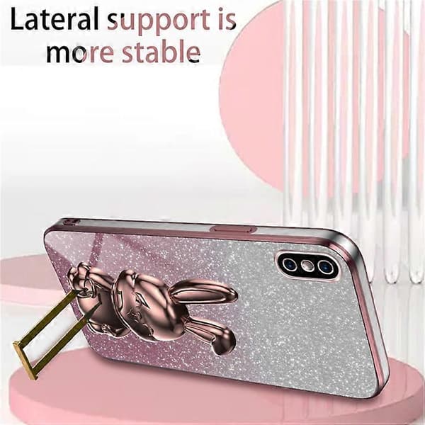 Kompatibel med iPhone XS Max utfällbart stöd telefonfodral fallskydd kaninfodral A