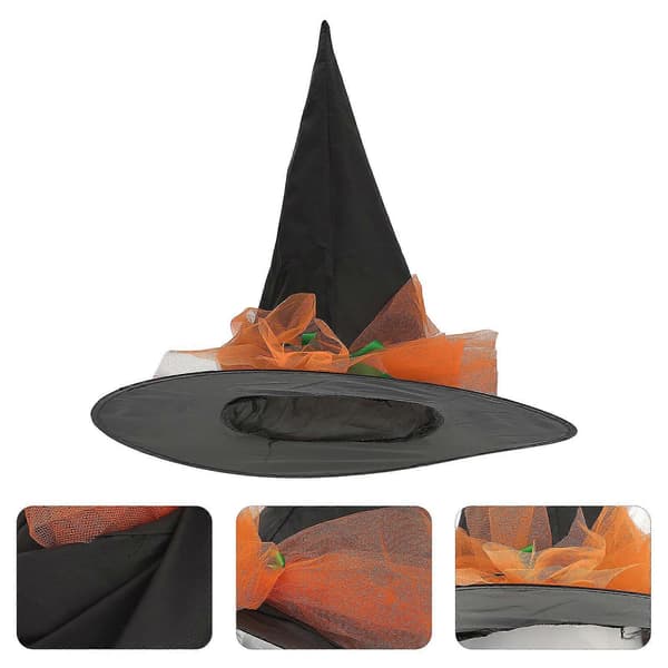 Oransje stoff Halloween heksehatt for dekorasjon Unikt Halloween-tilbehør A