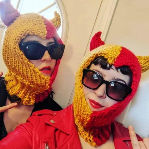 Rolig Horn Balaclava Herr Kostym Mössor Halloween Present Pullover Mössa Mjuk Mössa Halloween Present Varm Mjuk Balaclava Mössa Bildstil A