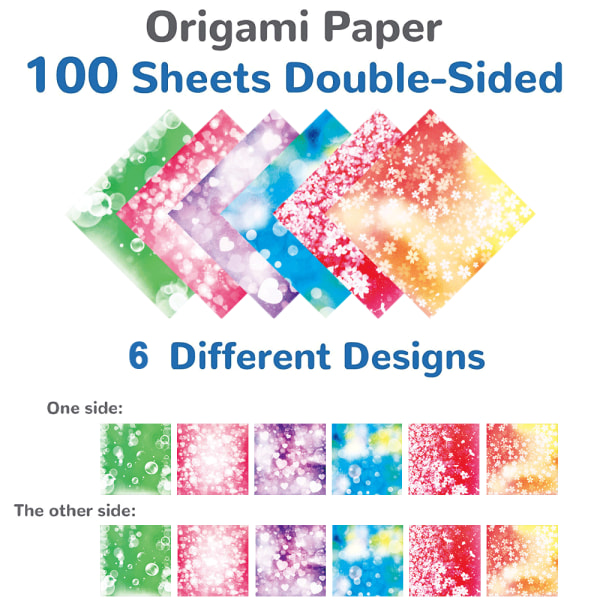 Origami Papir 100 ark 6 tommer Firkantet Forskellig Farve på