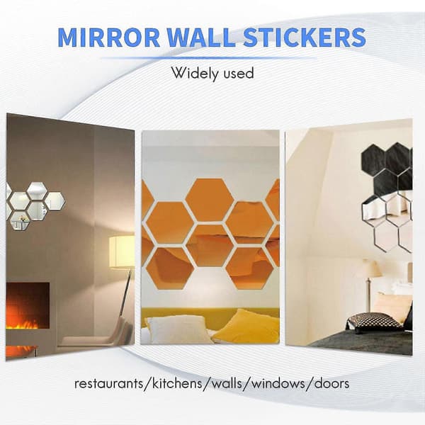 24st Vägg //hexagon Spegel Dekor Hem Diy A