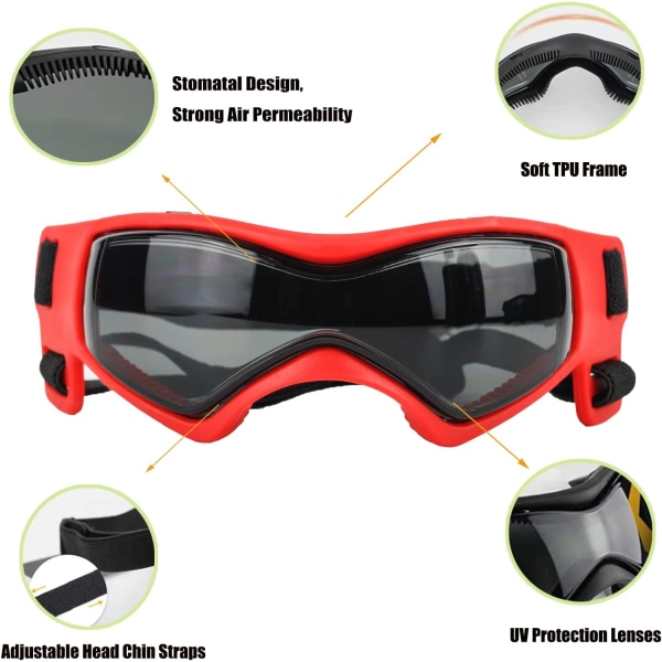 Dog Goggles Easy Wear Small Dog Solbriller Justerbar Anti-UV