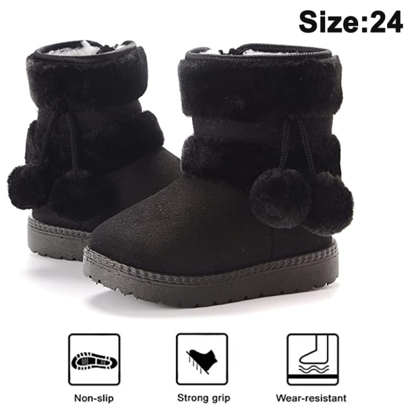 1 par Baby Boys Girls Snö Boots Premium Knapp Halkskydd Mjuk Sula Toddler Första Walker Vinter Varma Spjälsängsskor