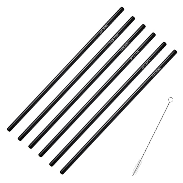 Set med 6 rustfrie stålsugerør, gjenbrukbare metall sugerør for