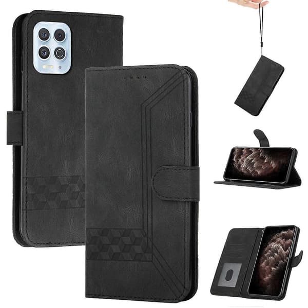 För Motorola Edge S / G100 Cubic Skin Feel Flip Läderfodral