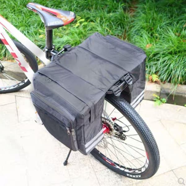 (Svart) Dubbla Packväskor Sadel Mib Cykel Cykling Bakre Säte Bagagehållare Pack