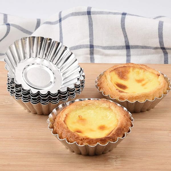 Non-stick tærteforme - genanvendelige bageforme i blik, runde muffinforme med blondekant, æggeforme