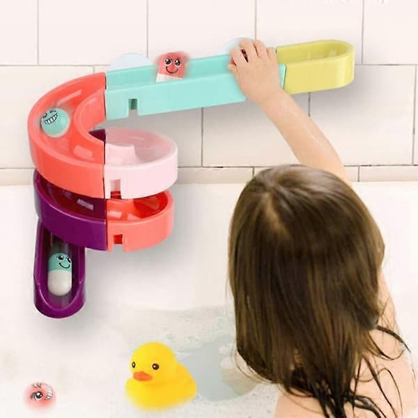 DIY Babybadelegetøj Vægsugkop Marmorløb Bane Badeværelse Samlet Bane