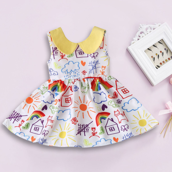 Toddler Baby Girl Dress Små barn Sommarklänningar Flickor Comfy S
