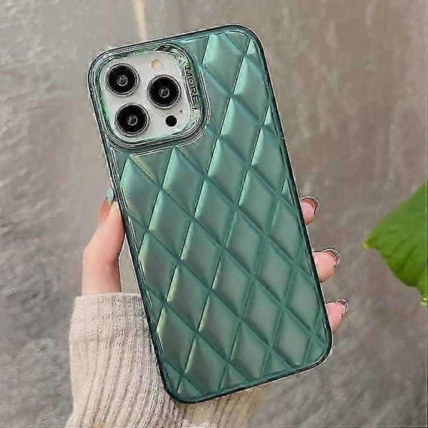 iPhone 15 3D-vinoneliö galvanointi TPU-hybridi PC-matkapuhelinkotelo Vihreä iPhone 15