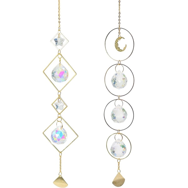 2-Pack Moon Crystal Vindu hengende Crystal Drop Prism Ornament