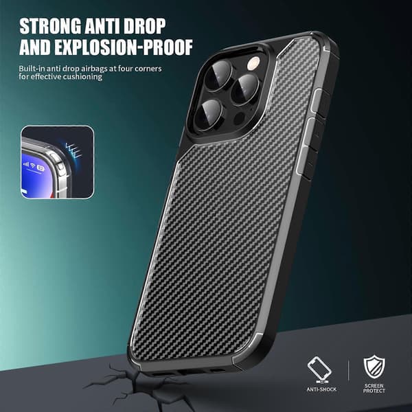 iPAKY Pioneer Series Karbonfiber PC+TPU Telefondeksel (til iPhone 16 Pro Max)