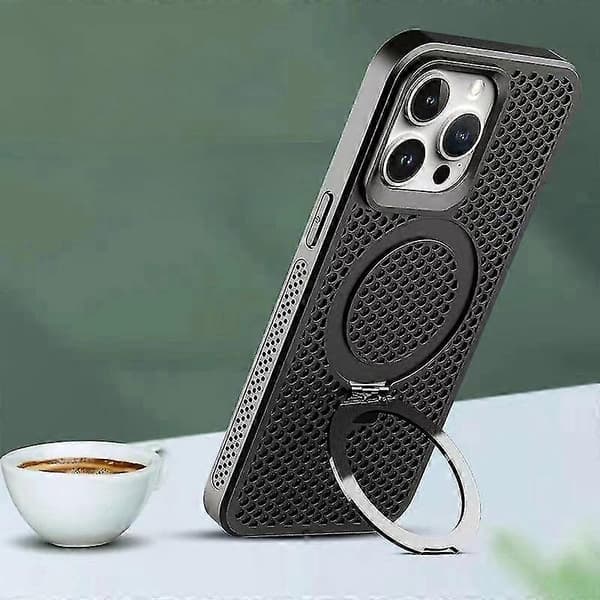 Magnetisk deksel til iPhone 13 Pro Max, bikubetekstur varmeavledning PC+TPU telefondeksel A