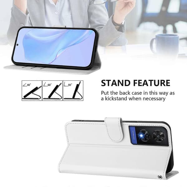 Ensfarvet PU-etui til TCL 505 (hvid)