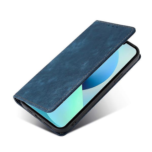 För Samsung Galaxy S21 FE 5GRFID Stöldskyddsborste Magnetiskt LäderfodralBlå