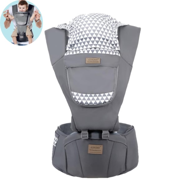 Frambärare, ergonomisk baby , justerbar i flera positioner, lämplig för barn 0-3 år (grå)