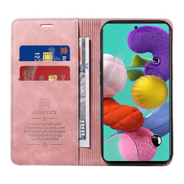 Etui til Samsung Galaxy A51 4G Læder Folio Pung Magnetisk Beskyttelse...Pink