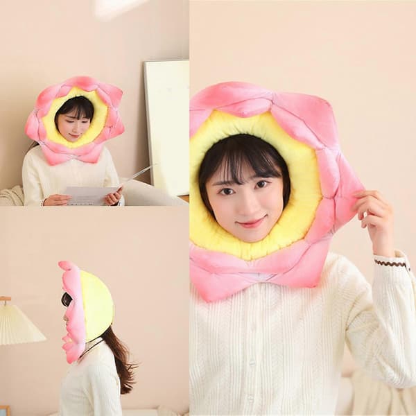 Halloween Blomst Overdimensjonert Hatt Hodeplagg Plysj Hodeplagg for Maskerader Halloween Plysj Tegneseriehatt Hodeplagg Rosa A