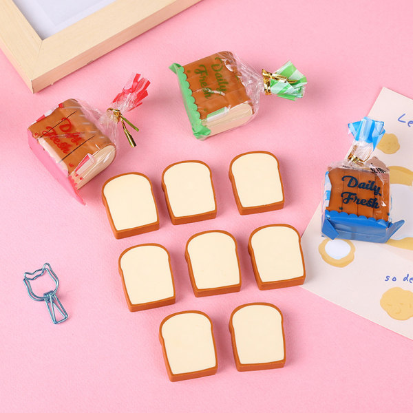 3 kpl Creative Cartoon Toast Bread Eraser Student Modified