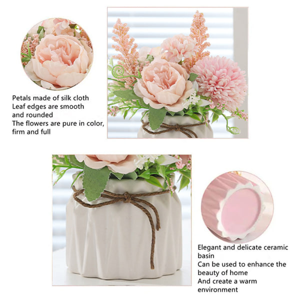 Simuleret hortensia buket lille keramisk vase, dekorativ