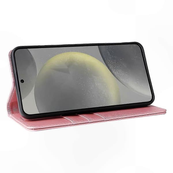 Plånboksfodral med magnetlås kompatibelt med Galaxy S24, Premium läderfodral Rosa