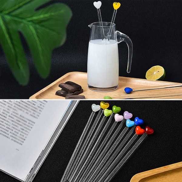 2 st Glas Swizzle Sticks med Kärlekshuvud Återanvändbar Kaffe