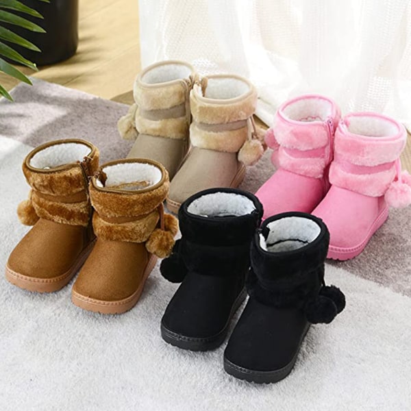 1 pari Baby Boys Tyttöjen lumisaappaat Premium Button - Liukumaton Pehmeä Pohja Toddler First Walker Talven lämpimät pinnasängyn kengät