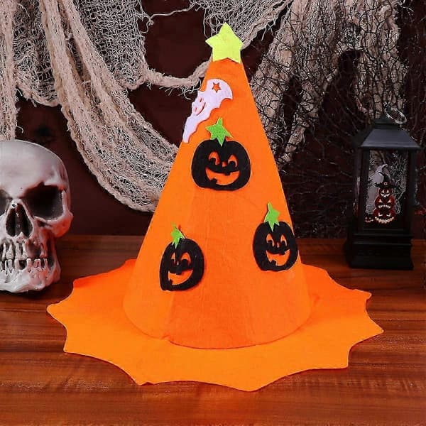 Heksehat Halloween Græskar Mønster Hat til Halloween Dekoration A