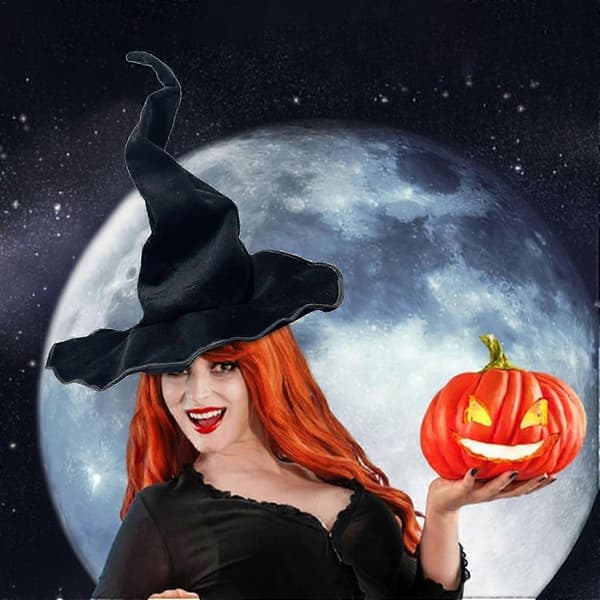 Halloween Häxhatt, Häxhatt med Böjd Topp, Häxhatt för Halloweenkostym A