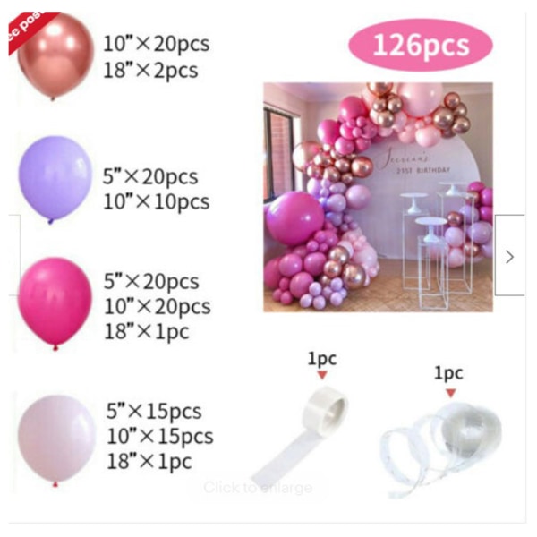 Balloon Garland Arch Kit, Pink Rose Gold Chrome Balloons for