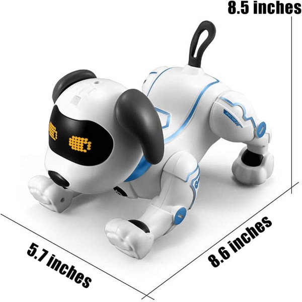Fjärrkontroll Hund, RC Robotstuntvalp Röstkontrollleksaker Handstående Push-up Elektronisk husdjur Dans Programmerbar robot med ljud för barn Pojkar