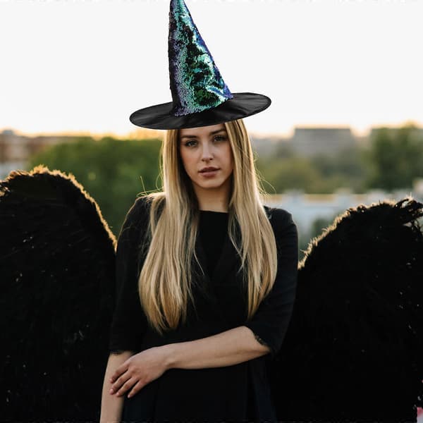 Halloween Heksehat Paillet Heksehat til Festdekoration A